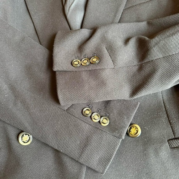 Ann Taylor Loft Women's Black Gold Double-Breasted Blazer Lined Jacket Size 8 - Picture 3 of 6